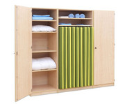 Flexeo® Liegepolsterschrank für 9 Liegepolster 16 schmale Fächer 2 Türen 2