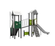 Spielgerät mit Brücke und Rutsche 4