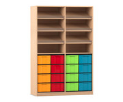 Flexeo® Regal 4 Reihen 16 grosse Boxen 6 Schrägablagen 1