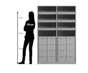 Flexeo® Regal 4 Reihen 16 grosse Boxen 6 Schrägablagen 2