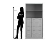 Flexeo® Regal 3 Reihen 15 grosse Boxen 2 Fächer oben 2