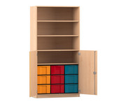 Flexeo® Schrank 9 grosse Boxen 4 Fächer 2 Halbtüren 1