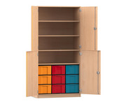 Flexeo® Schrank 9 grosse Boxen 4 Fächer 4 Halbtüren 1