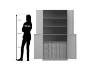 Flexeo® Schrank 9 grosse Boxen 4 Fächer 4 Halbtüren 2