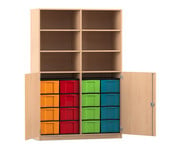 Flexeo® Schrank 16 grosse Boxen 6 Fächer Mittelwand 2 Halbtüren 1