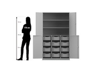 Flexeo® Halbtürenschrank PRO 3 Reihen 12 Boxen Gr M 3 Fächer 4 Halbtüren 2