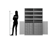 Flexeo® Schrank 6 Schrägablagen 16 grosse Boxen 2 Halbtüren 2
