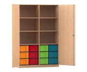 Flexeo® Schrank 12 grosse Boxen 6 Fächer Mittelwand 2 Türen 1