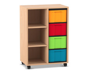 Flexeo® Regal 2 Reihen 4 grosse Boxen 3 Fächer links 1