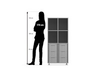 Flexeo® Regal 2 Reihen 6 grosse Boxen 4 Fächer oben 2