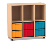 Flexeo® Regal 3 Reihen 6 grosse Boxen 3 Fächer oben 1