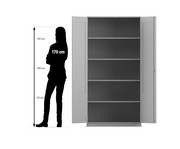 Flexeo® Schrank 5 Fächer 2 verglaste Türen 2