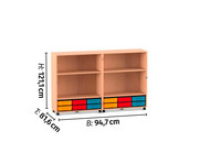 Flexeo® Klapp Wagen fahrbar 4 Fachböden 12 kleine Boxen 6