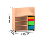 Flexeo® Bücherwagen fahrbar 2 kleine 2 grosse Boxen 4