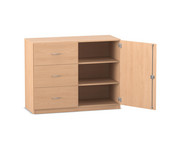 Flexeo® Schrank 3 grossen Schubladen 3 Fächer rechts 1 Tür Breite 126 4 cm 1