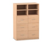 Flexeo® Schrank 6 grosse Schubladen 4 Fächer Mittelwand Breite 94 4 cm 1