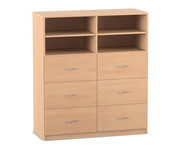 Flexeo® Schrank 6 grosse Schubladen 4 Fächer Mittelwand Breite 126 4 cm 1