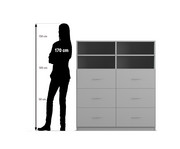 Flexeo® Schrank 6 grosse Schubladen 4 Fächer Mittelwand Breite 126 4 cm 2