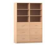 Flexeo® Schrank 6 grosse Schubladen 6 Fächer Mittelwand Breite 126 4 cm 1