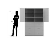 Flexeo® Schrank 6 grosse Schubladen 6 Fächer 2 Türen Breite 126 4 cm 2