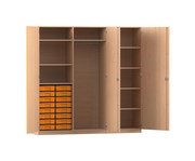 Flexeo® Schrankwand 16 kleine Boxen Garderobenstange 9 Fächer 1