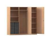 Flexeo® Schrankwand 16 kleine Boxen Garderobenstange 9 Fächer 1