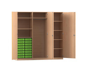 Flexeo® Schrankwand 16 kleine Boxen Garderobenstange 9 Fächer 1