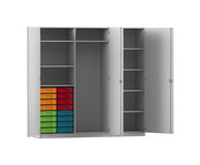 Flexeo® Schrankwand 16 kleine Boxen Garderobenstange 9 Fächer 1