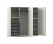 Flexeo® Schrankwand 16 kleine Boxen Garderobenstange 9 Fächer 1