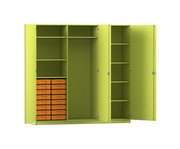 Flexeo® Schrankwand 16 kleine Boxen Garderobenstange 9 Fächer 1