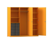 Flexeo® Schrankwand 16 kleine Boxen Garderobenstange 9 Fächer 1
