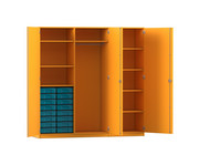 Flexeo® Schrankwand 16 kleine Boxen Garderobenstange 9 Fächer 1