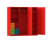 Flexeo® Schrankwand 16 kleine Boxen Garderobenstange 9 Fächer 1