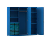 Flexeo® Schrankwand 16 kleine Boxen Garderobenstange 9 Fächer 1