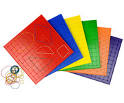 Betzold Satz mit 6 Geometriebrettern in Regenbogenfarben 3