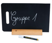 Tisch Kreidetafel DIN A4 mit Griff und Holzstandfuss inkl Kreidemarker 6