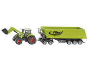 Siku Claas Traktor mit Frontlader Dolly und Fliegl Muldenkipper 1:50 1