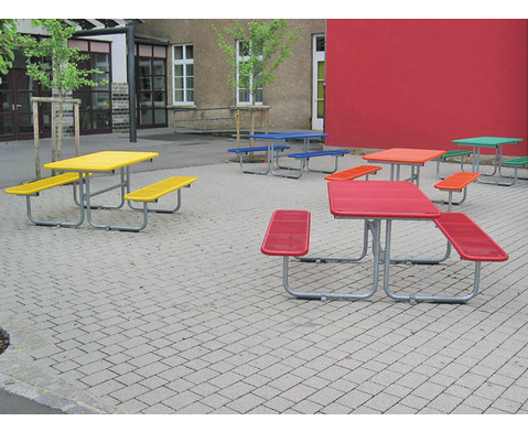 OUTDOOR Grande Tisch-Sitz-Kombination mit Werzalit-Tisch in Granitoptik