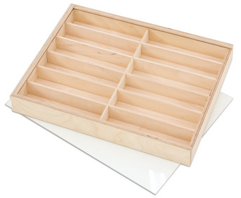Betzold leere Holzlade flach mit Plexiglasdeckel (37 x 29 x 4 5 cm)