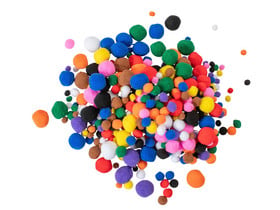 Bunte Pompon-Bälle, 525 Stück
