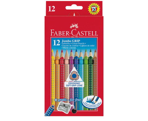 FABER-CASTELL dicke Colour Grip Holzstifte 12 Stueck