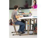Einer Schülertisch L Fuss höhenverstellbar ohne Drahtkorbablage 6