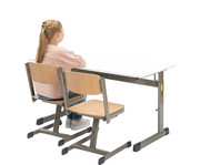 Zweier Schülertisch L Fuss höhenverstellbar ohne Drahtkorbablage 6