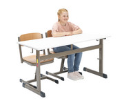 Zweier Schülertisch L Fuss höhenverstellbar ohne Drahtkorbablage 5