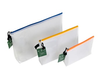 Reissverschlussbeutel mit Dehnfalte ohne PVC 3 Stück transparent