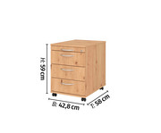Betzold Rollcontainer Solid mit 4 Schüben abschliessbar 3
