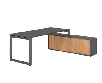 Betzold Schreibtisch mit Sideboard höhenverstellbar Kufengestell