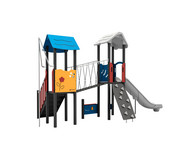 Spielgerät mit Brücke und Rutsche 6