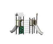 Spielturm mit Kletternetz und Rutschen 6
