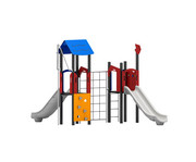 Spielturm mit Kletternetz und Rutschen 3